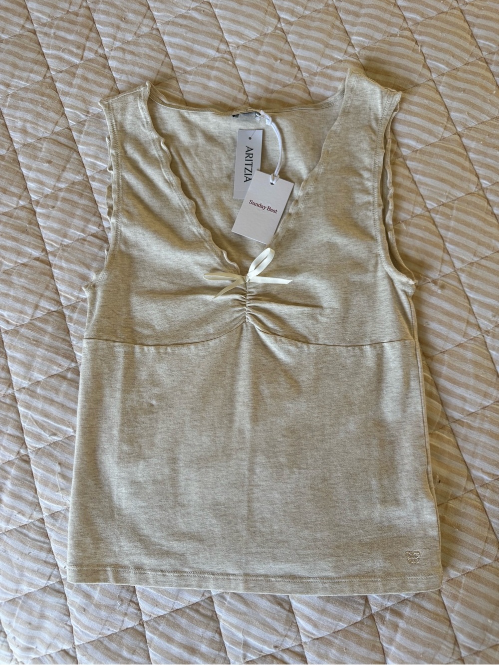 Sunday Best Cream Ruched Front Tank Top